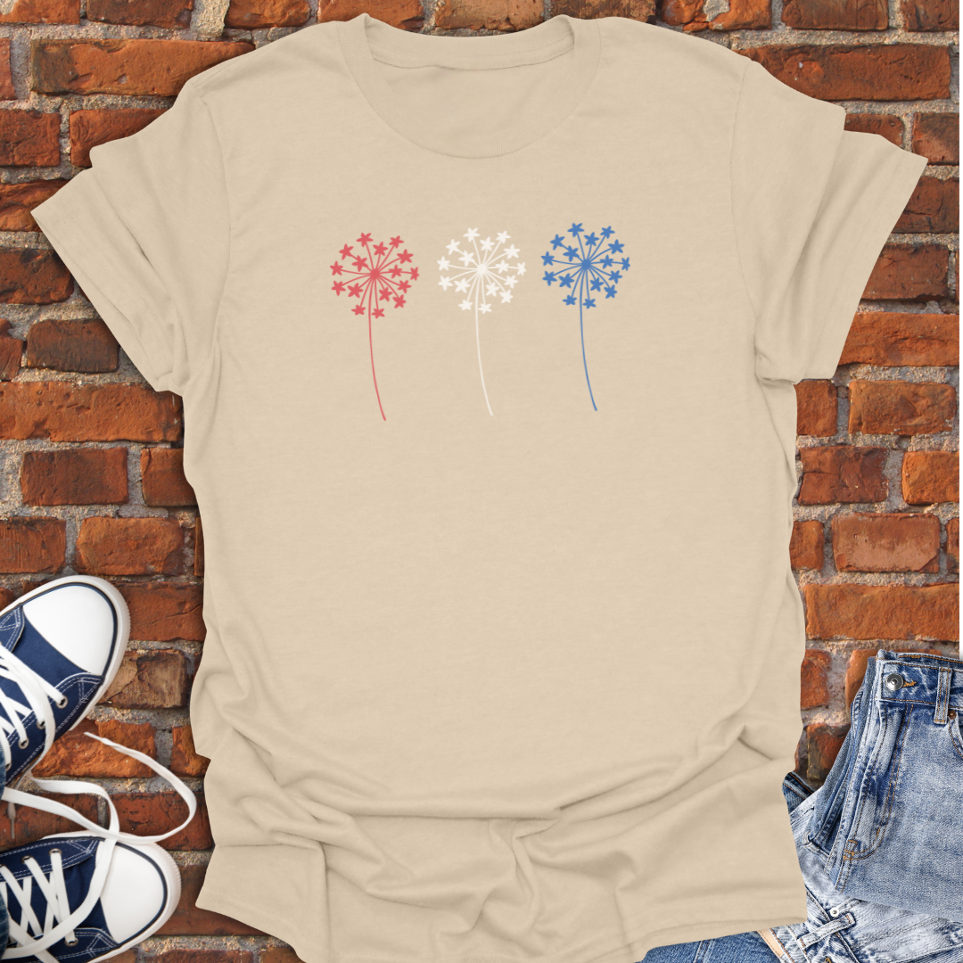 Dandelion stars -red white & blue Softstyle T-Shirt size XS to 5XL