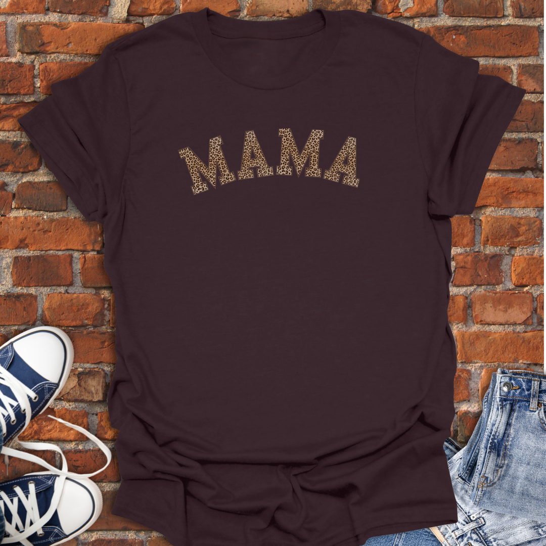 MAMA Varsity Leopard Print Softstyle T-Shirt size XS to 5XL