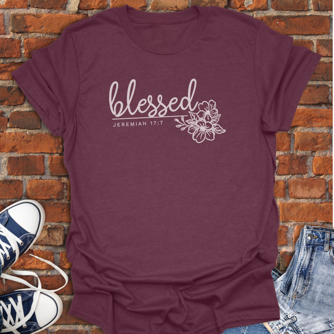 Blessed - Jeremiah 17:7 floral Faith T-Shirt size XS to 5XL