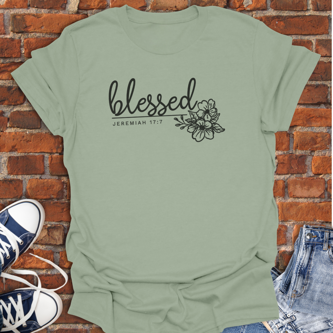 Blessed - Jeremiah 17:7 floral Faith T-Shirt size XS to 5XL