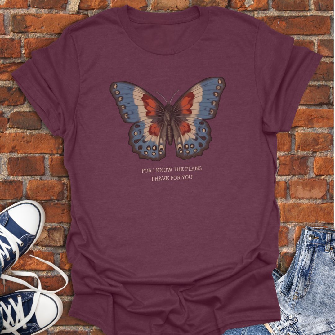 Butterfly -For I Know the Plans I Have for You Faith T-Shirt size XS to 5XL