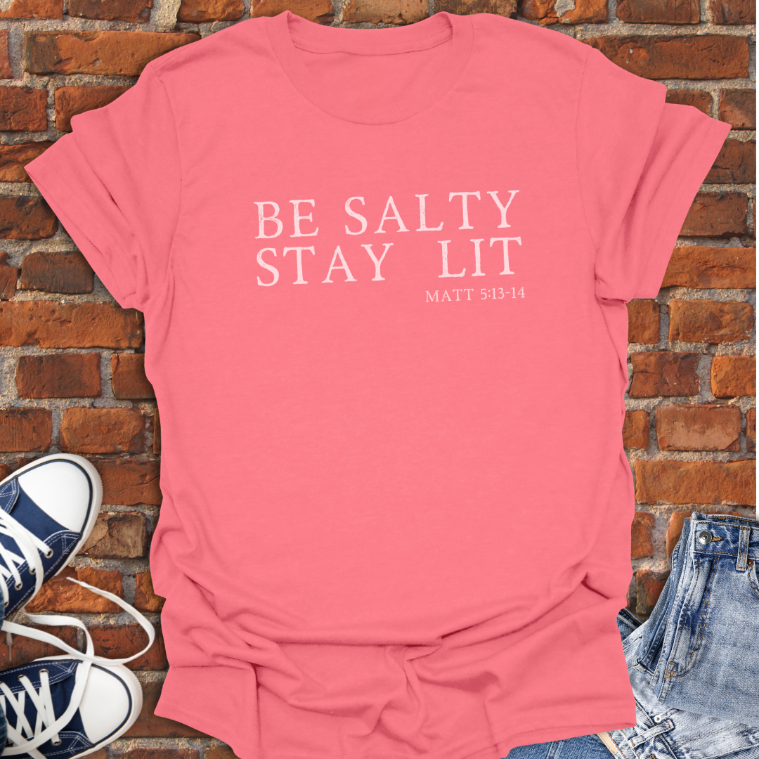 Be Salty Stay Lit -Matthew 5:13-14 Faith T-Shirt size XS to 5XL
