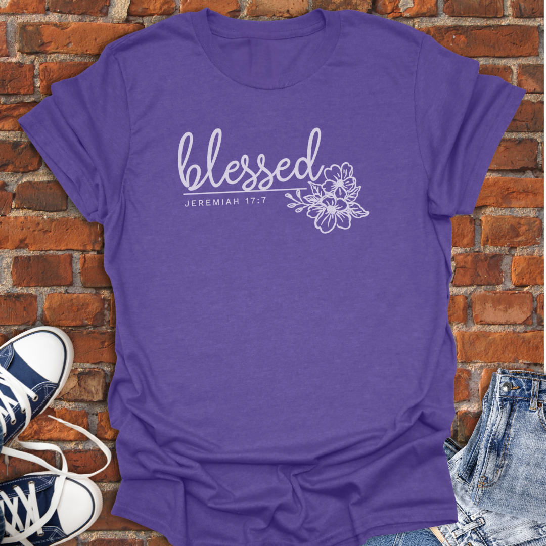 Blessed - Jeremiah 17:7 floral Faith T-Shirt size XS to 5XL