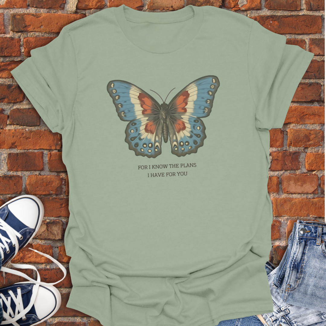 Butterfly -For I Know the Plans I Have for You Faith T-Shirt size XS to 5XL