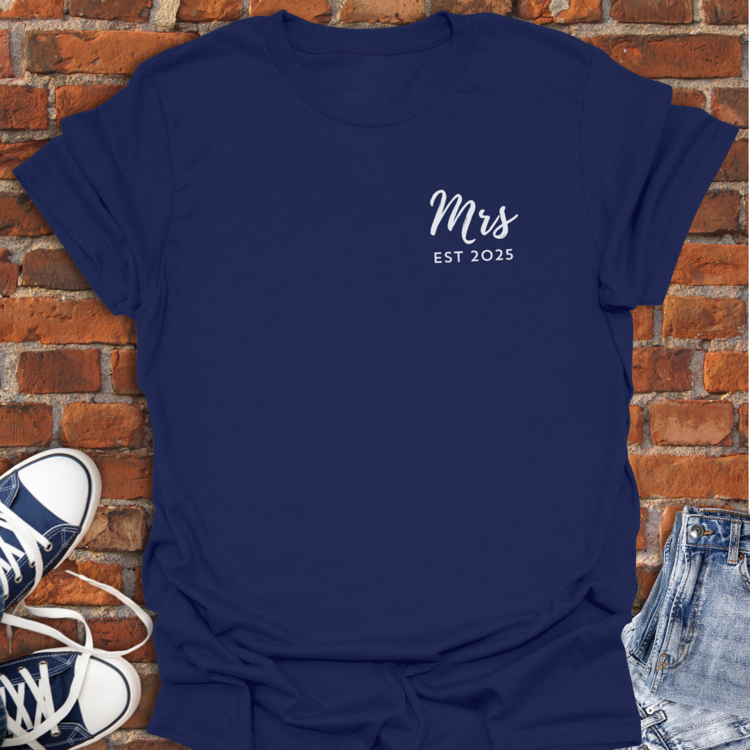 Mrs. EST pocket style -Just Married Custom Softstyle T-Shirt size XS to 5XL