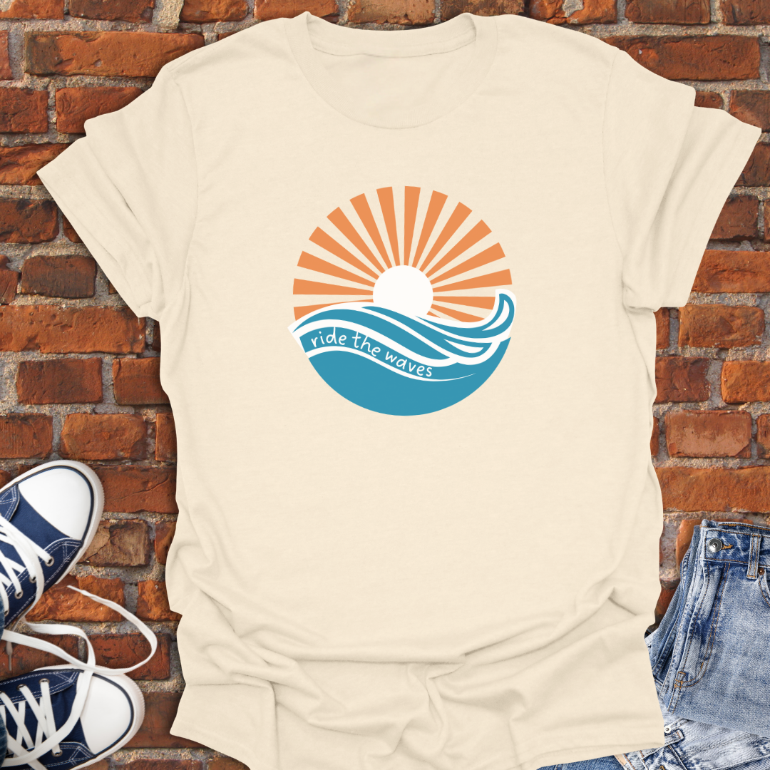 Ride the waves -Sun and ocean waves Softstyle T-Shirt size XS to 5XL