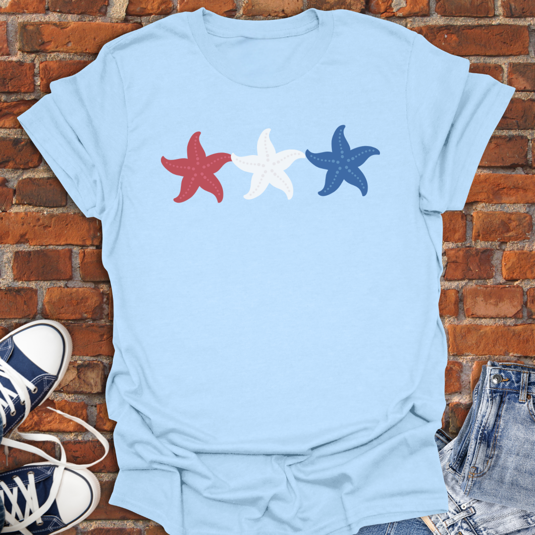 Starfish -red white & blue Softstyle T-Shirt size XS to 5XL