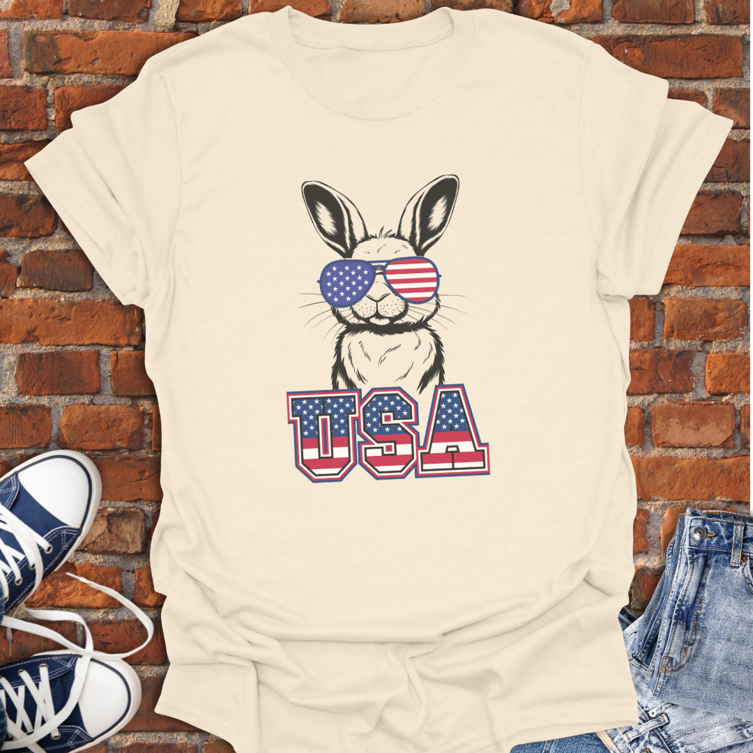 USA Stars & Stripes -Rabbit in Sunglasses Softstyle T-Shirt size XS to 5XL