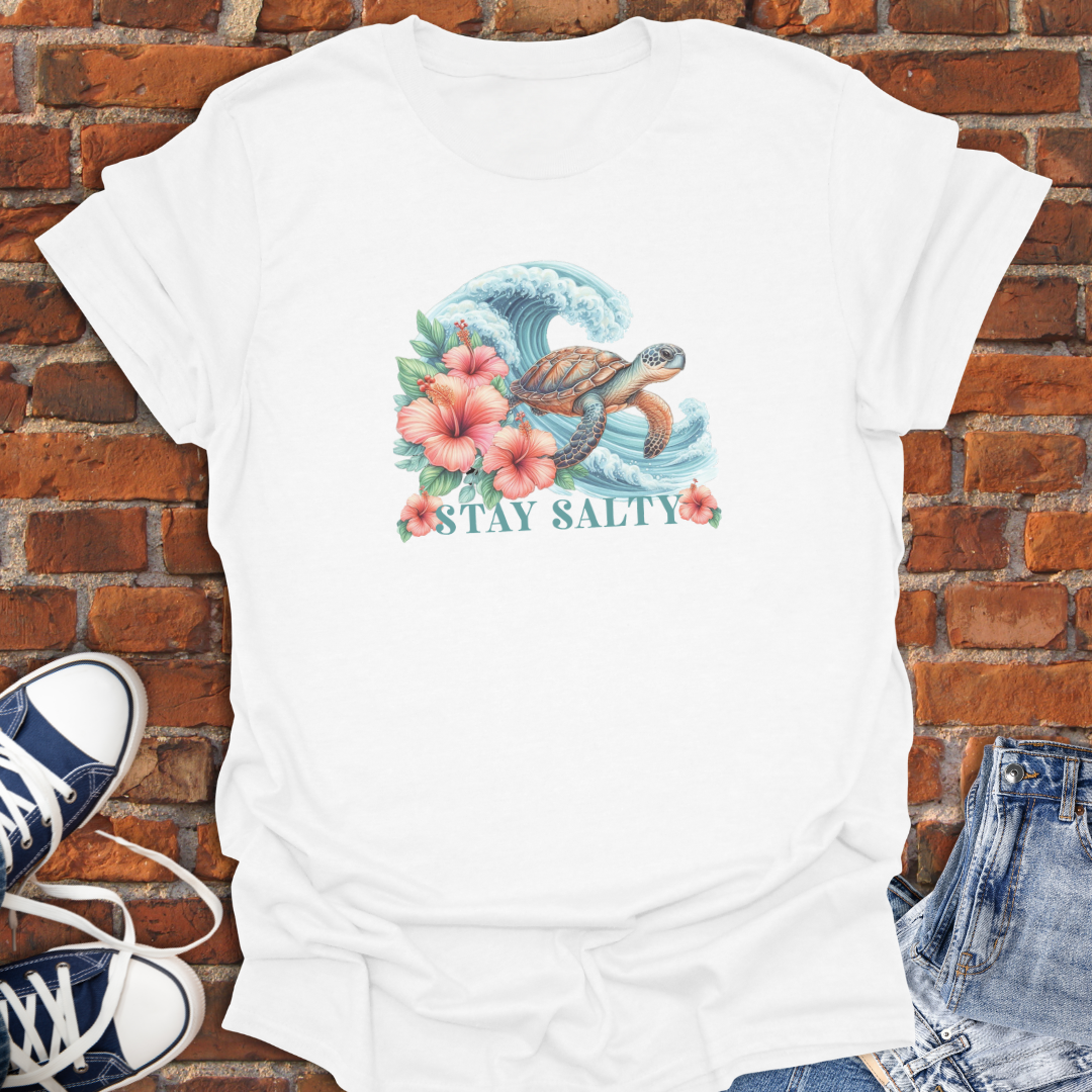 Wave Catching Turtle -Stay Salty Softstyle T-Shirt size XS to 5XL