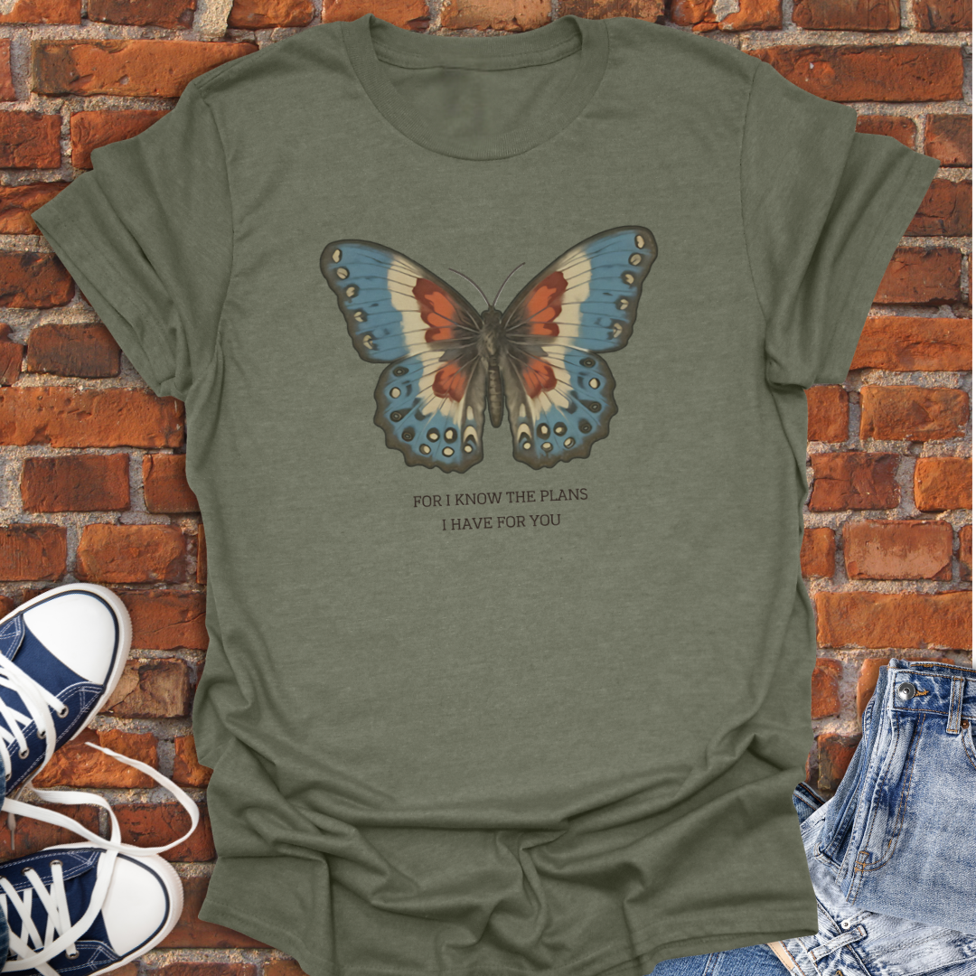 Butterfly -For I Know the Plans I Have for You Faith T-Shirt size XS to 5XL