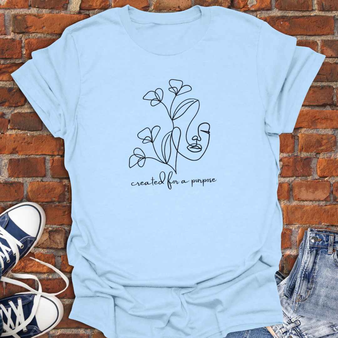 Created for a Purpose - woman floral line art Softstyle T-Shirt size XS to 5XL