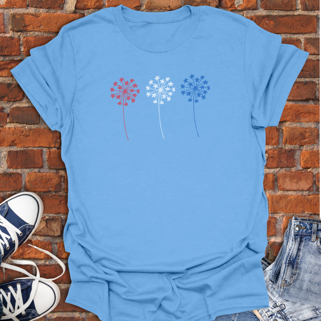 Dandelion stars -red white & blue Softstyle T-Shirt size XS to 5XL