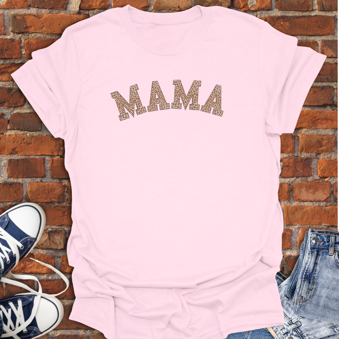 MAMA Varsity Leopard Print Softstyle T-Shirt size XS to 5XL