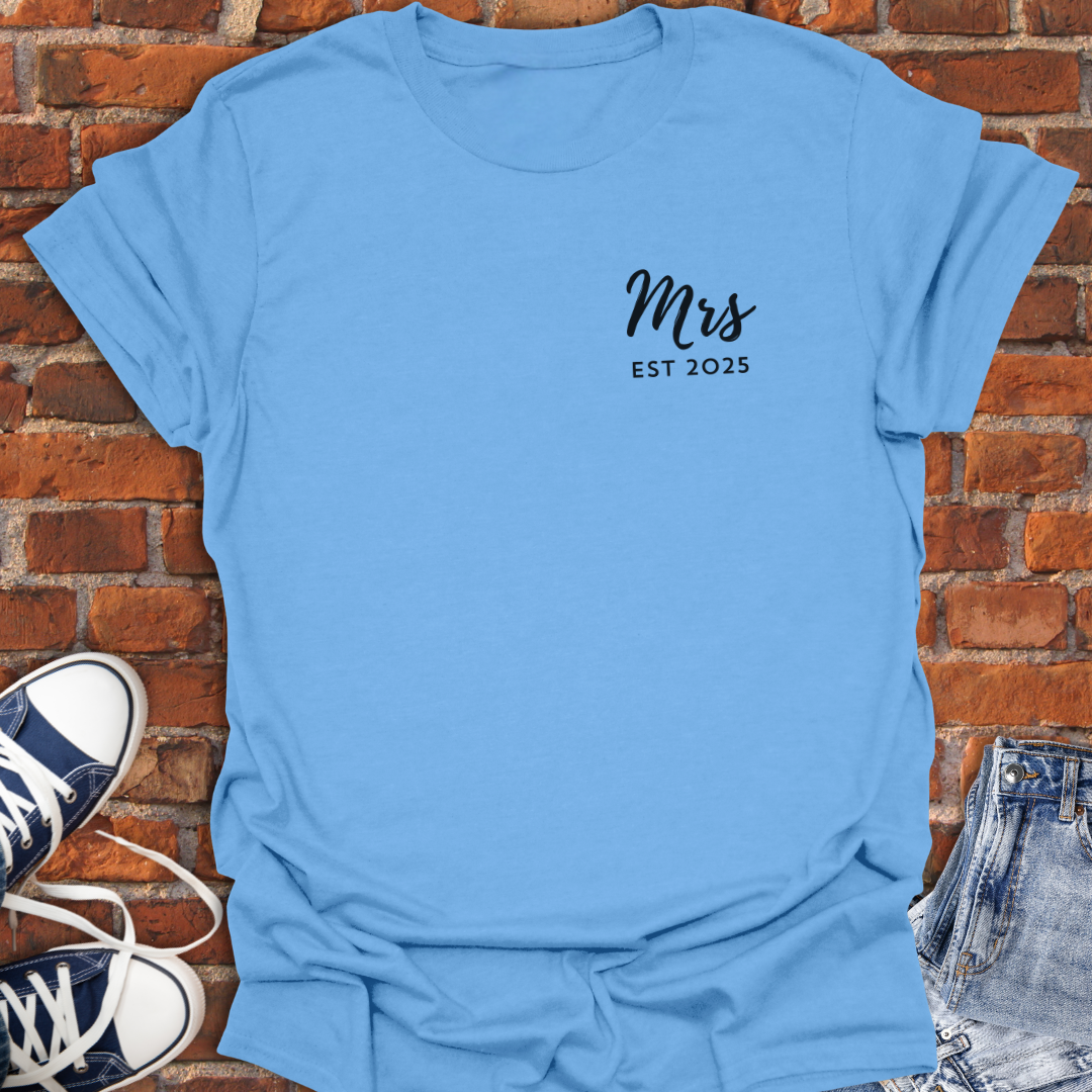 Mrs. EST pocket style -Just Married Custom Softstyle T-Shirt size XS to 5XL