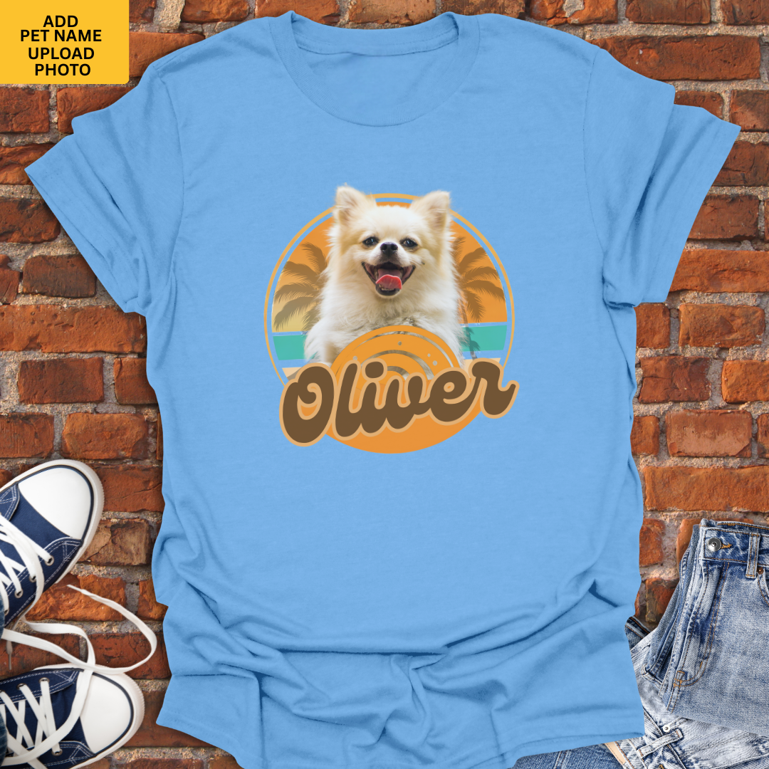 Personalized Pet Shirt -Retro Summer Dog with pet name & photo Softstyle T-Shirt size XS to 5XL