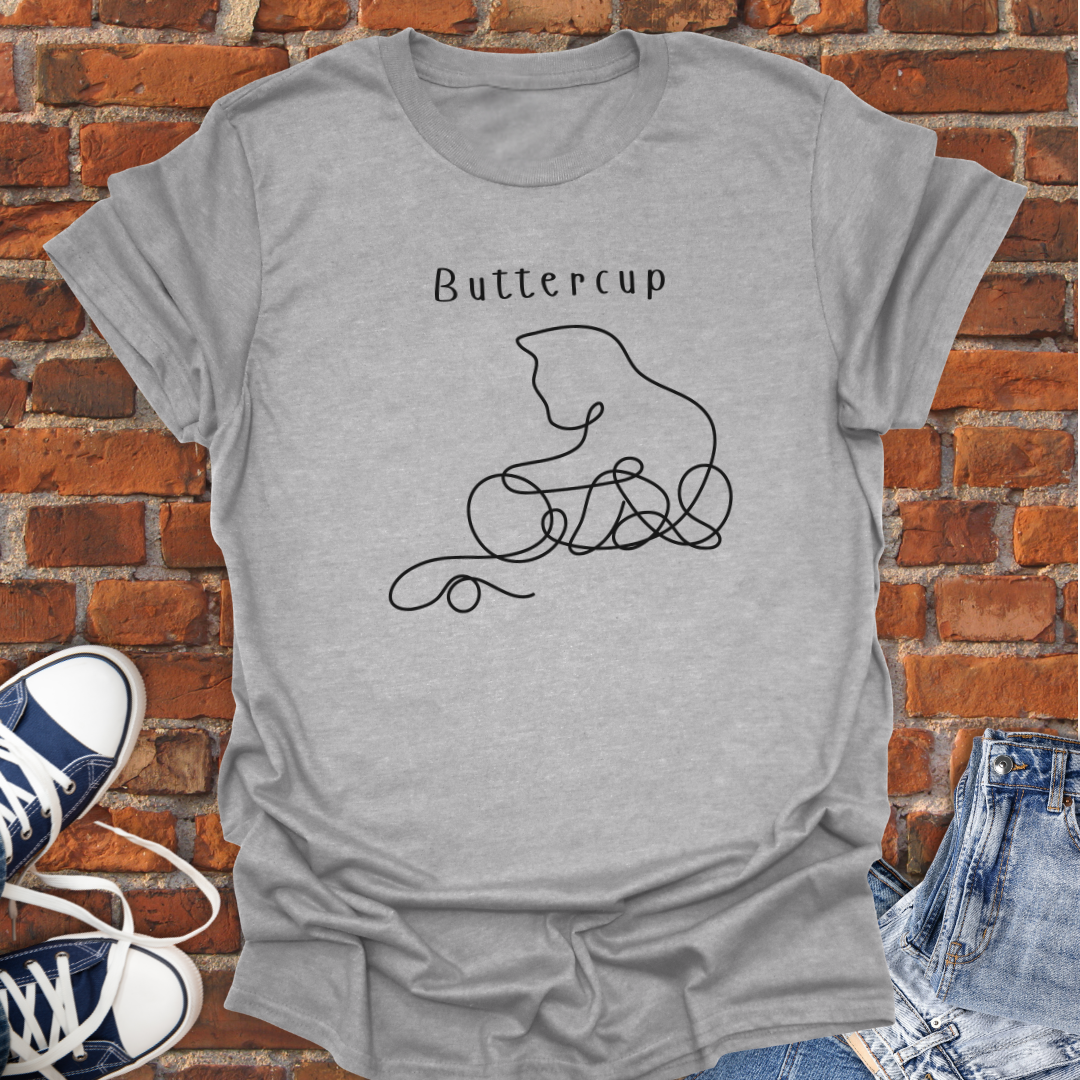 Personalized Cat Playing with String line art Softstyle T-Shirt size XS to 5XL