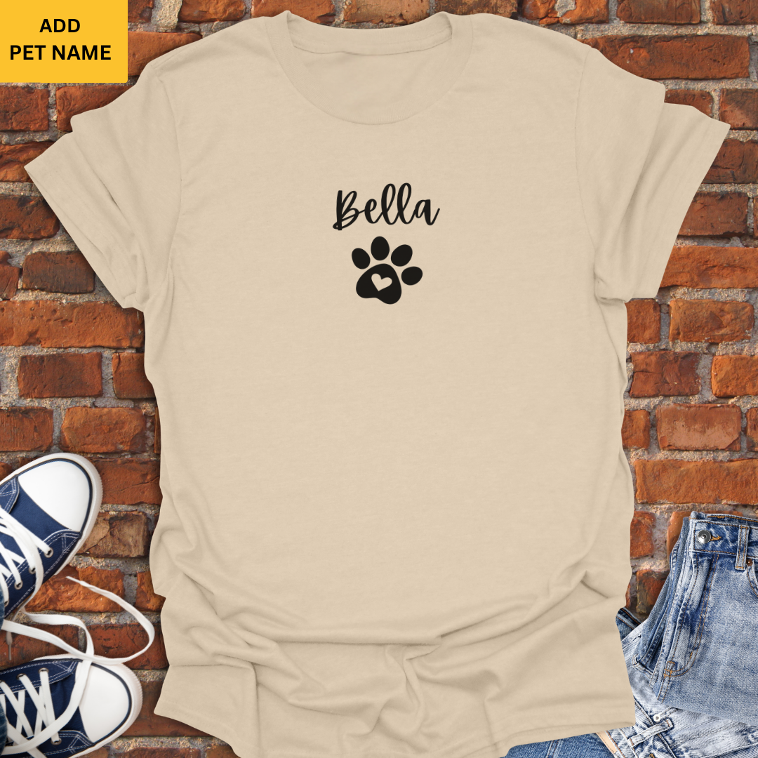Personalized with Dog Name- Dog Paw Heart Softstyle T-Shirt size XS to 5XL
