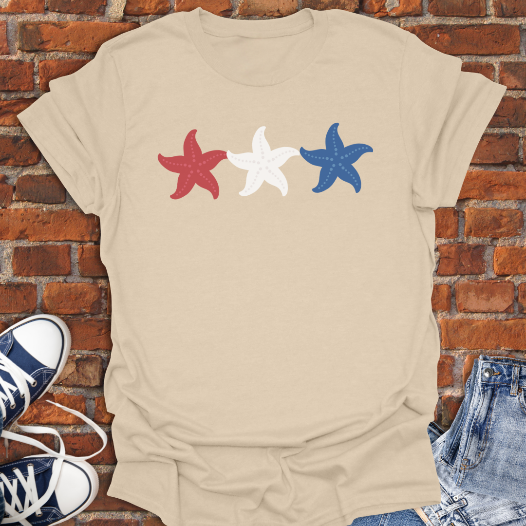 Starfish -red white & blue Softstyle T-Shirt size XS to 5XL