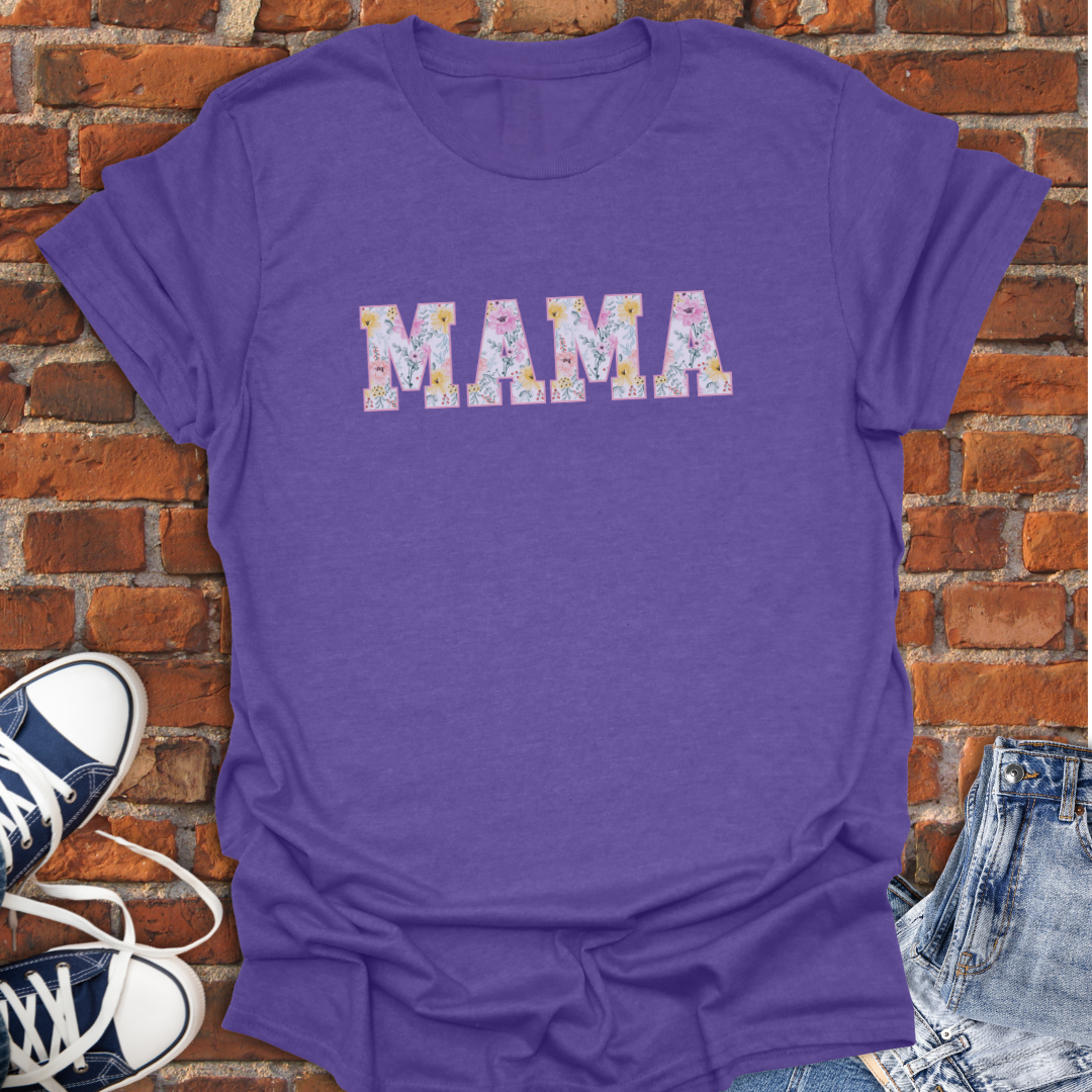 MAMA pink yellow floral Softstyle T-Shirt size XS to 5XL