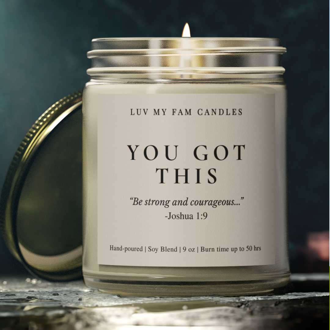 You Got This – Joshua 1:9 Candle with Scripture | 9oz Coconut Apricot Wax