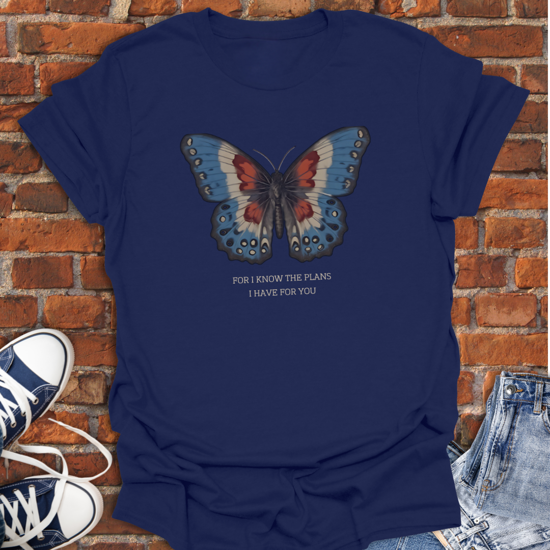 Butterfly -For I Know the Plans I Have for You Faith T-Shirt size XS to 5XL