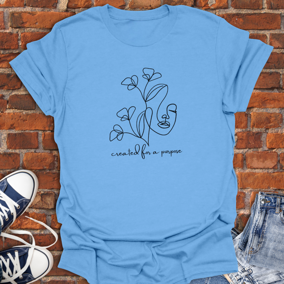 Created for a Purpose - woman floral line art Softstyle T-Shirt size XS to 5XL