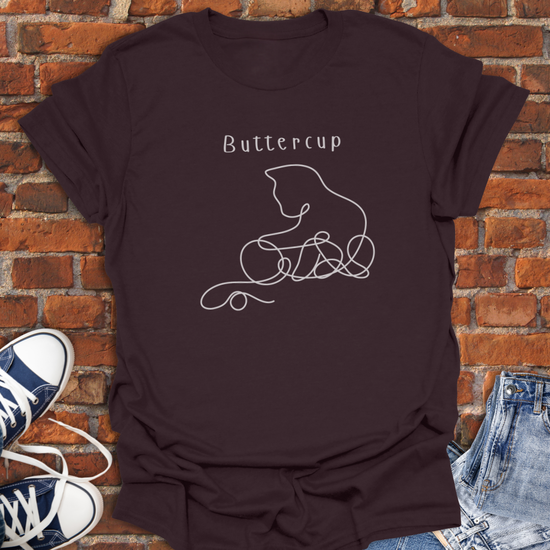Personalized Cat Playing with String line art Softstyle T-Shirt size XS to 5XL