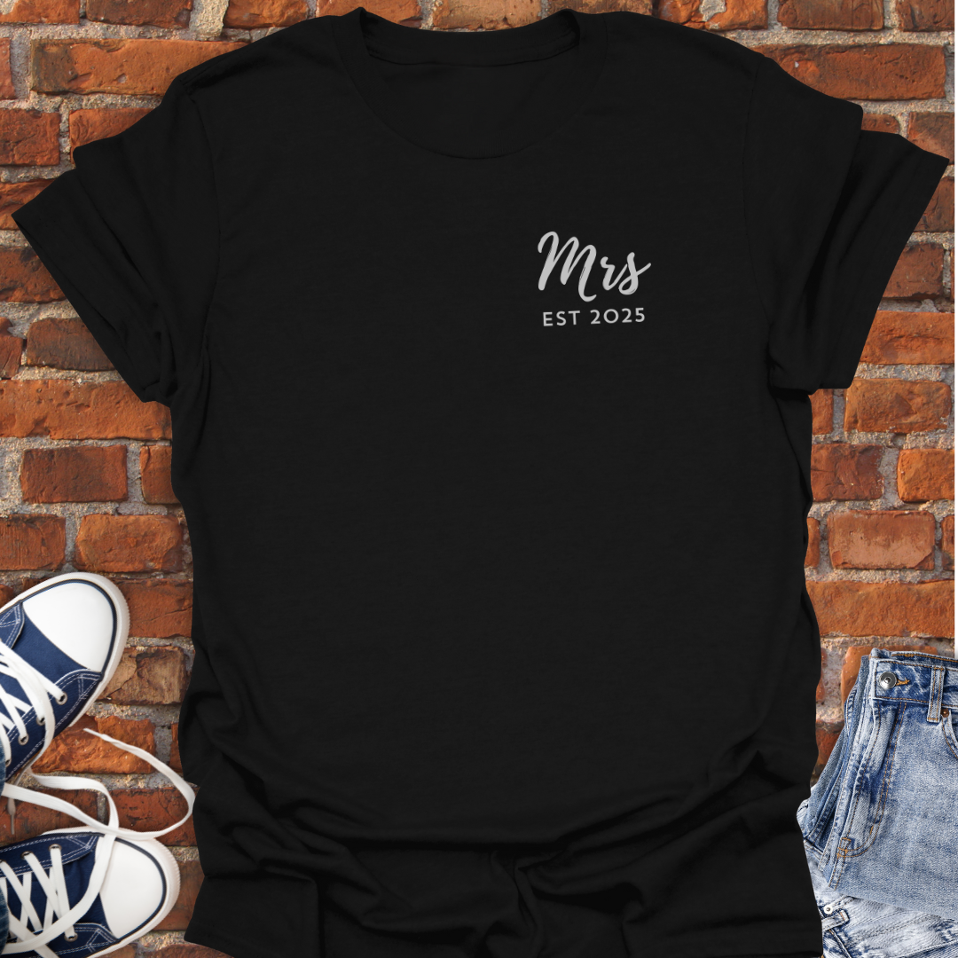 Mrs. EST pocket style -Just Married Custom Softstyle T-Shirt size XS to 5XL