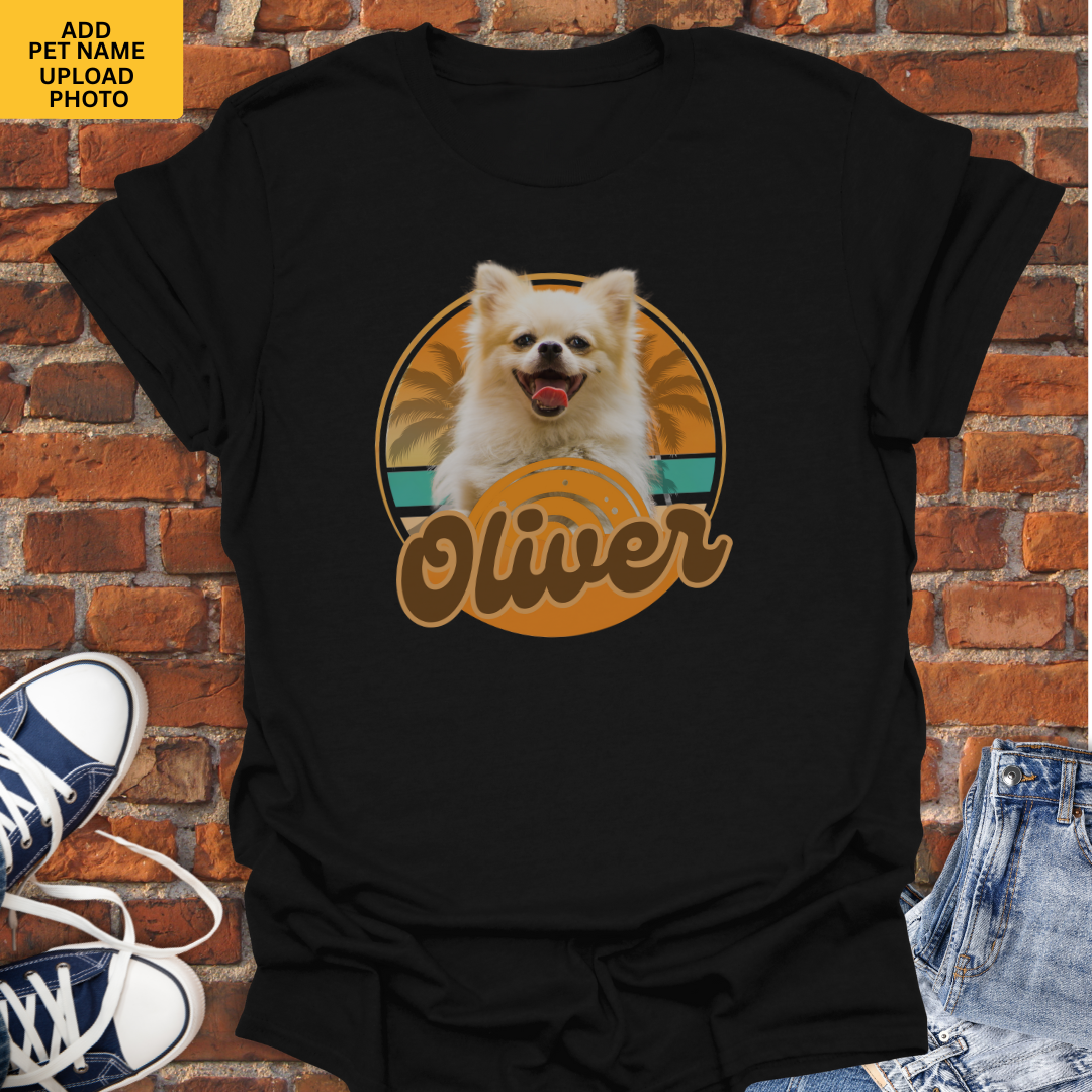Personalized Pet Shirt -Retro Summer Dog with pet name & photo Softstyle T-Shirt size XS to 5XL