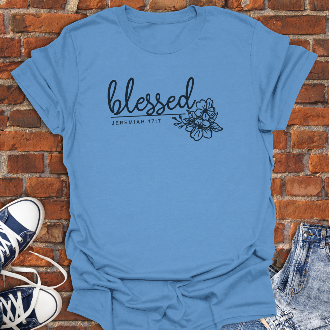 Blessed - Jeremiah 17:7 floral Faith T-Shirt size XS to 5XL