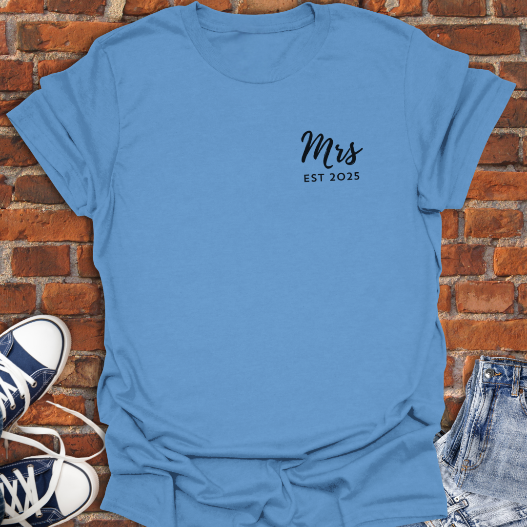 Mrs. EST pocket style -Just Married Custom Softstyle T-Shirt size XS to 5XL