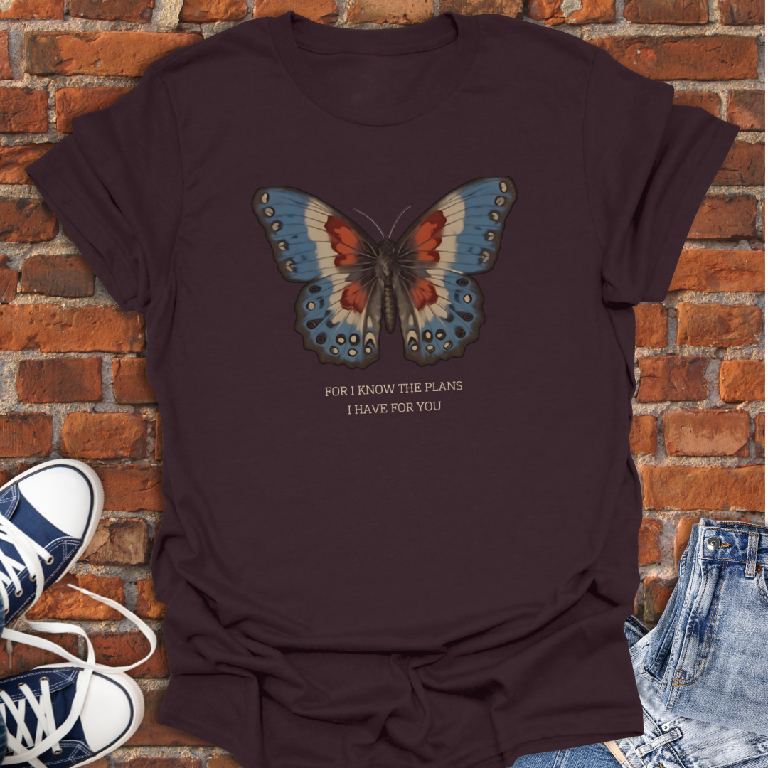 Butterfly -For I Know the Plans I Have for You Faith T-Shirt size XS to 5XL