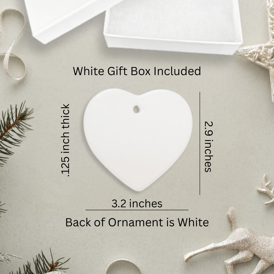 Personalized “First Christmas in Our New Home” Ornament – Heart Shape, Red House with Trees, Address, Name & Year