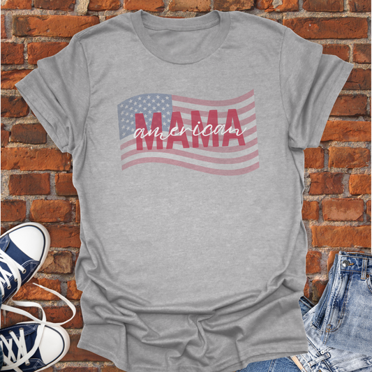 American Mama -waving flag Softstyle T-Shirt size XS to 5XL
