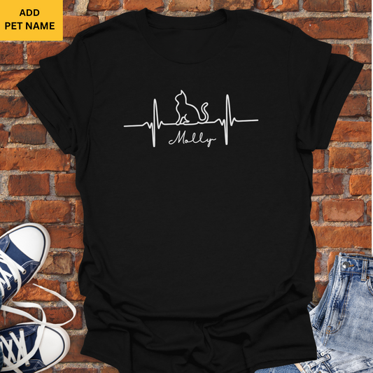 Personalized Cat Heartbeat Softstyle T-Shirt size XS to 5XL