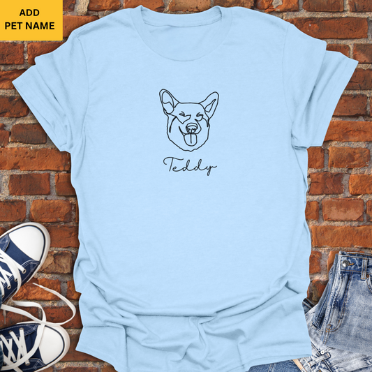 Personalized with Dog Name -Corgi Dog line art Softstyle T-Shirt size XS to 5XL