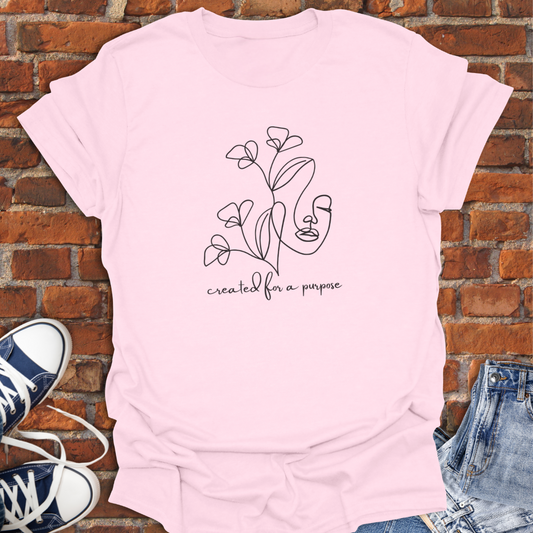 Created for a Purpose - woman floral line art Softstyle T-Shirt size XS to 5XL