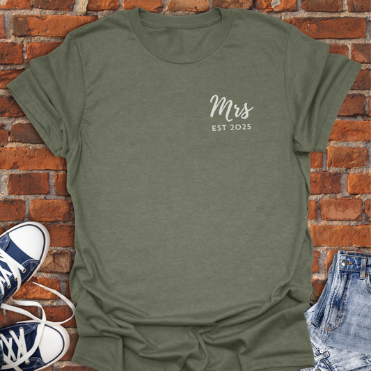 Mrs. EST pocket style -Just Married Custom Softstyle T-Shirt size XS to 5XL