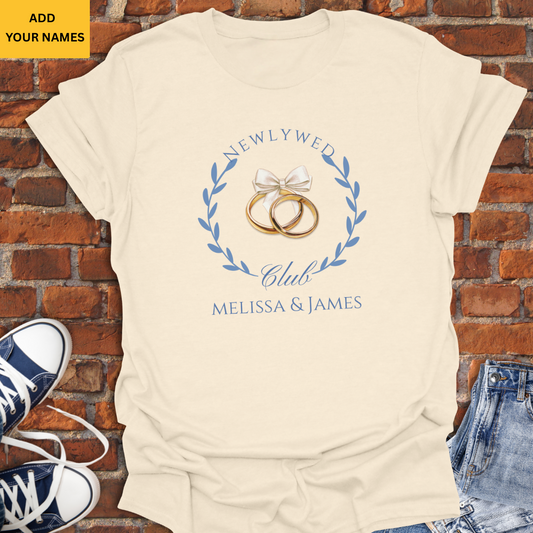 Newlywed Club -personalized with couple's names Softstyle T-Shirt size XS to 5XL