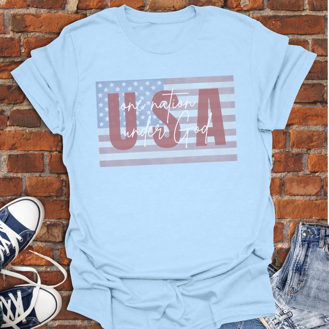 One Nation Under God -American Flag Faith T-Shirt size XS to 5XL