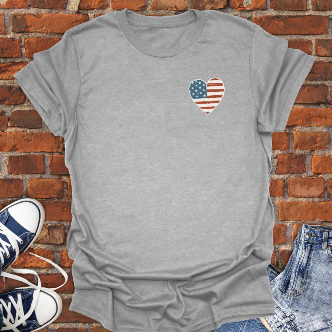 Patriotic Heart pocket style Softstyle T-Shirt size XS to 5XL
