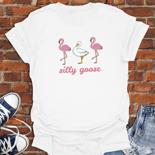 Silly Goose with Flamingo Pose Softstyle T-Shirt size XS to 5XL