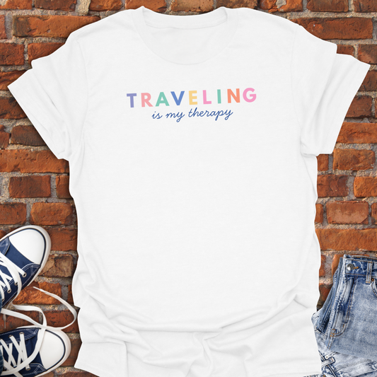 Traveling is My Therapy-  Retro colors Softstyle T-Shirt size XS to 5XL