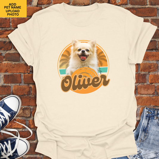 Personalized Pet Shirt -Retro Summer Dog with pet name & photo Softstyle T-Shirt size XS to 5XL