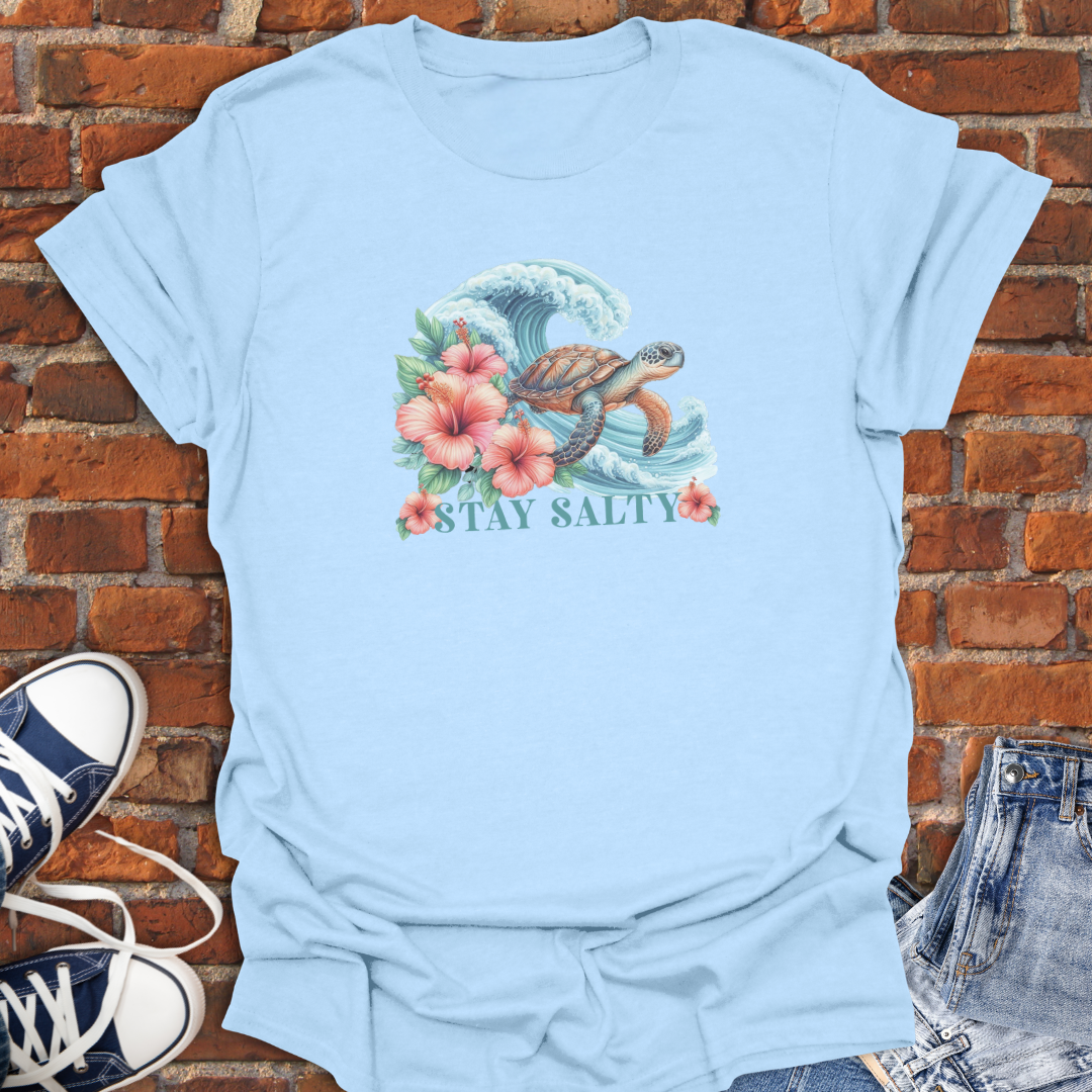 Wave Catching Turtle -Stay Salty Softstyle T-Shirt size XS to 5XL