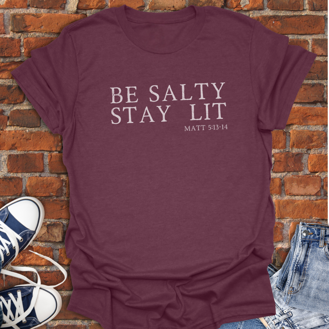 Be Salty Stay Lit -Matthew 5:13-14 Faith T-Shirt size XS to 5XL