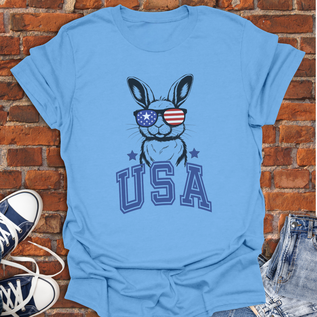 USA Rabbit in Patriotic Sunglasses Softstyle T-Shirt size XS to 5XL