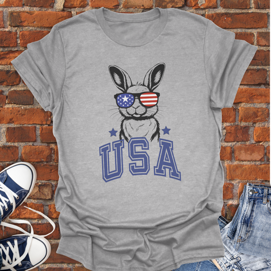 USA Rabbit in Patriotic Sunglasses Softstyle T-Shirt size XS to 5XL