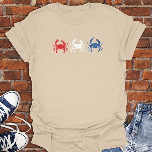 Beach Crabs -red white & blue Softstyle T-Shirt size XS to 5XL