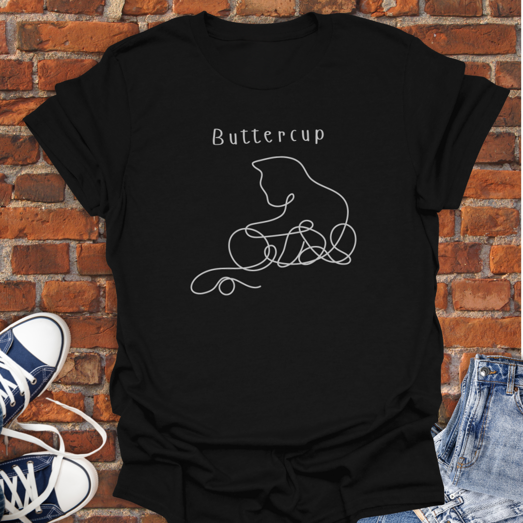 Personalized Cat Playing with String line art Softstyle T-Shirt size XS to 5XL